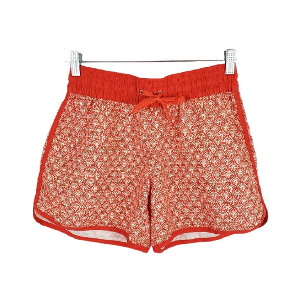 Tangerine Geometric Print Soft Shorts – Elastic Waist & Side Slits
